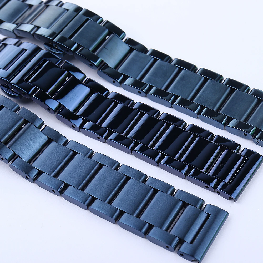 New Blue Stainless Steel Watchband Strap Metal Bracelet Strap 18mm 19mm 20mm 21mm 22mm Straight End For Men Women Fashion Watch