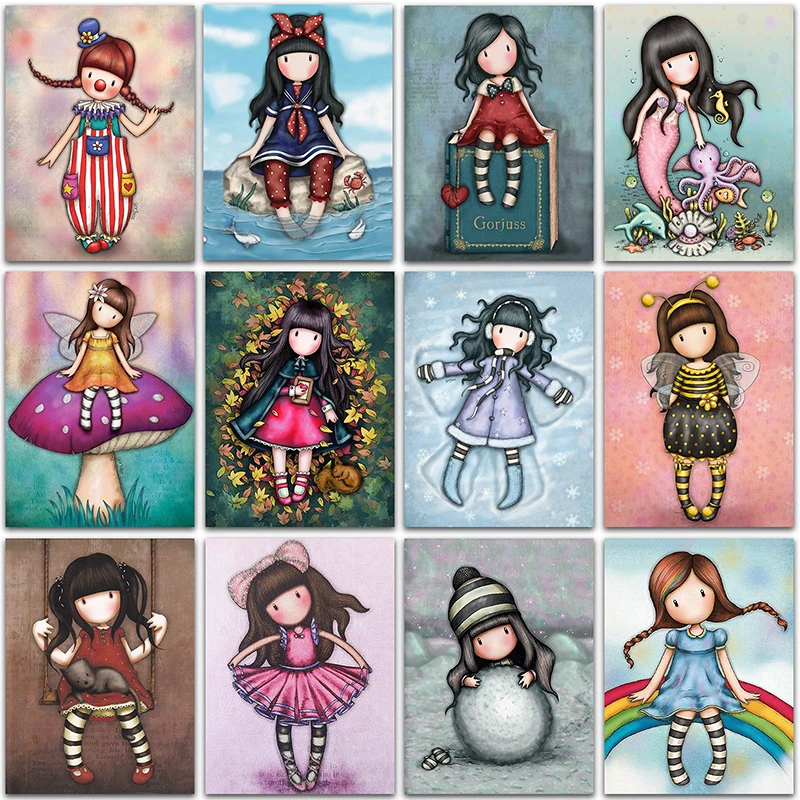 5D DIY Diamond Painting Kit Paint Cartoon Girl princess Picture Home Decor Full Square&Round embroidery mosaic Cross stitch Sale