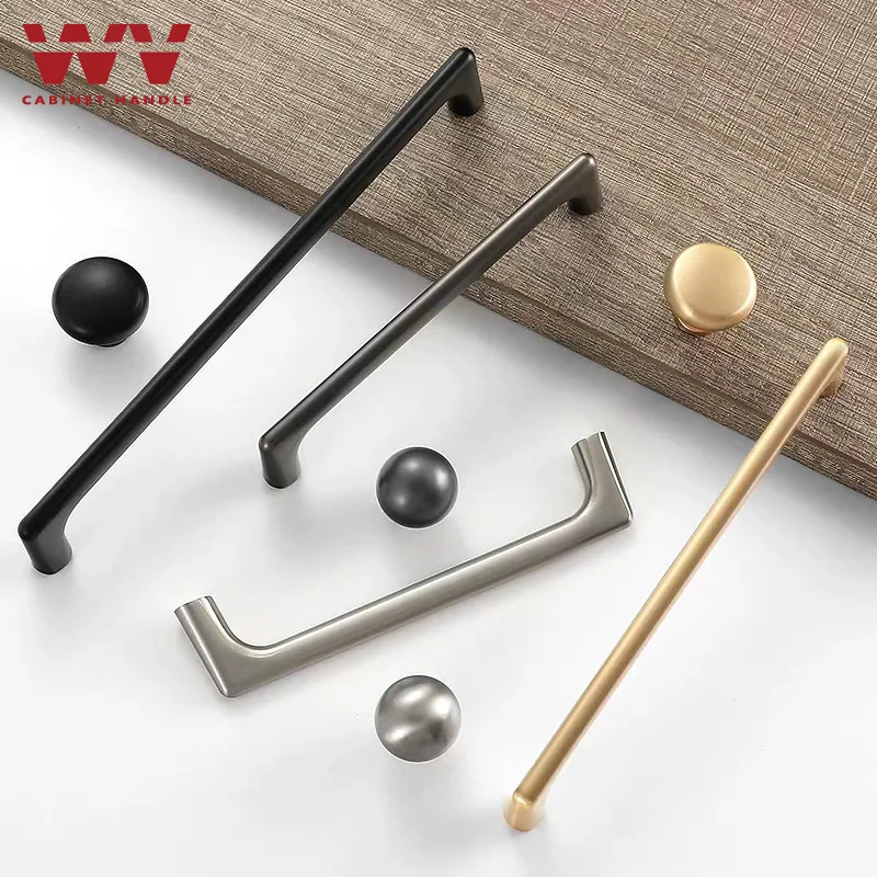 WV Cupboard Handles Kitchen Cabinet Storage Brass Gold Cabinet Door Handles Drawer Knobs Pulls Kitchen Furniture Handle Hardware