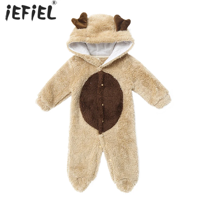 

Winter Warm Baby Clothes Infant Boy Girl Coral Fleece Hoodie Footies Romper Jumpsuit Toddler Kids Plush Onesies Outfit Bodysuit