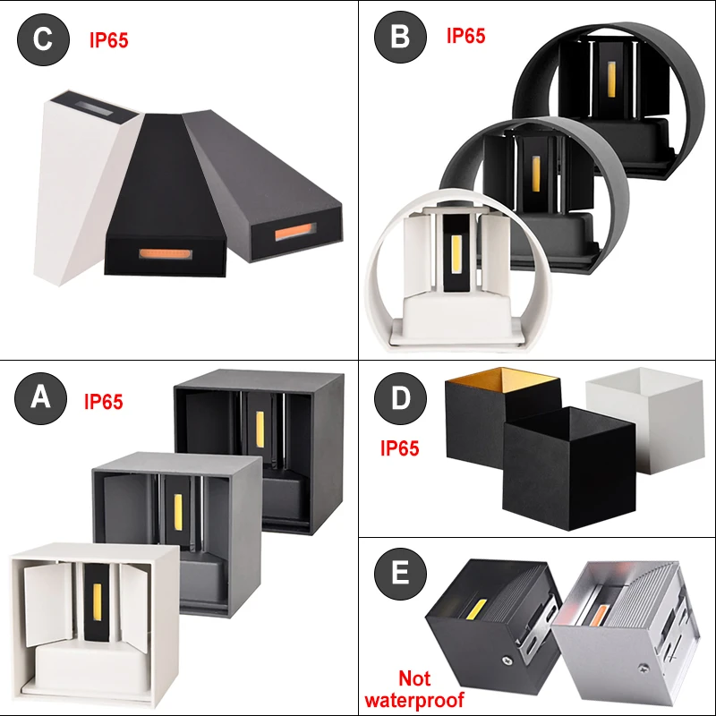 Applique murale LED étanche conforme à la norme IP65 12W, Simple et ajustable pour l\'intérieur et l\'extérieur, véranda, couloir, chambre à coucher