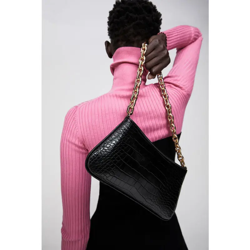 Crocodile Pattern PU Leather Female Shoulder Bag Fashion Ladies Armpit Bag Vintage Women Purse Handbags Small Clutch image 6