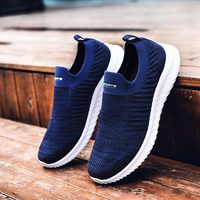 Large Size Summer Knitting Men's Sport Shoes Men Running Shoes Sports Sneakers Socks Shoes Men Brands Blue Trainers Walk D-424