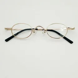 Retro oval eyeglass frame suitable for men and women's small-sized optical prescription myopia reading glasses in gold and silve