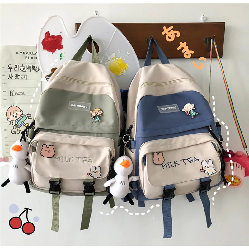 

Women's Girls School Backpacks Teenager Travel Retro Mini Cartoon Fashion Nylon Teen Girl Bag Backpack School Bag New 2021