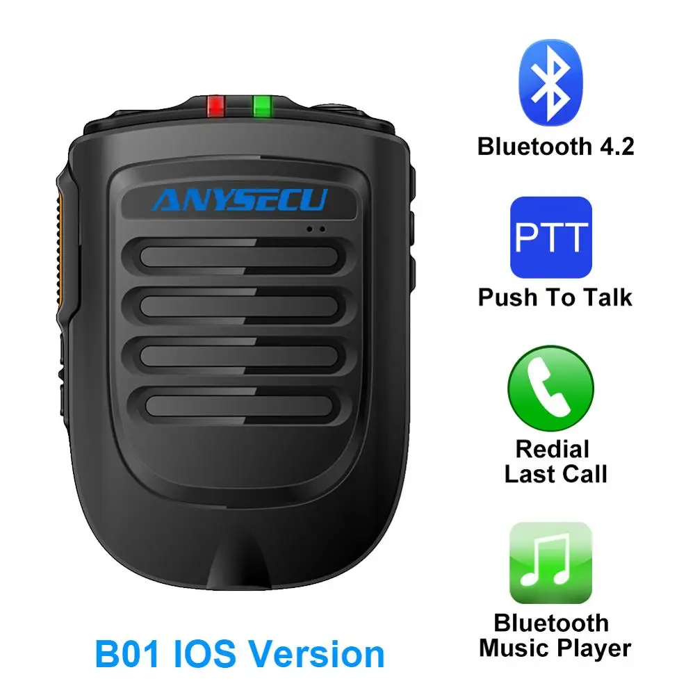 REALPTT ZELLO IOS 휴대폰이 있는 블루투스 마이크, 3G 4G Newwork IP 라디오용 핸드헬드 무선 마이크, B02