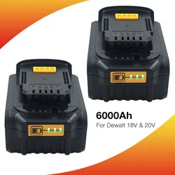 2PCS DCB200 DCB205 20V 18V 6000mAh Li-ion Replacement Rechargeable Battery for Dewalt 18V 20V DCB184 DCB201 DCB180 DCB183 DCF880