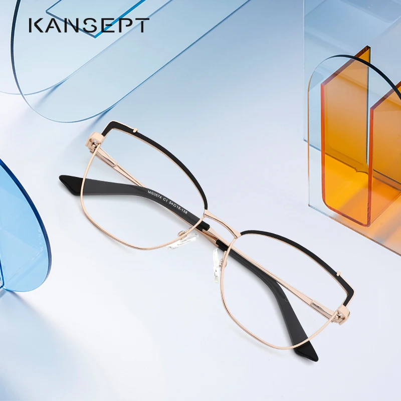 KANSEPT Optical Glasses Frame Women New Fashion Vintage Cat Eye Prescription Eyeglasses Women Myopia Spectacle Eyewear MG3574