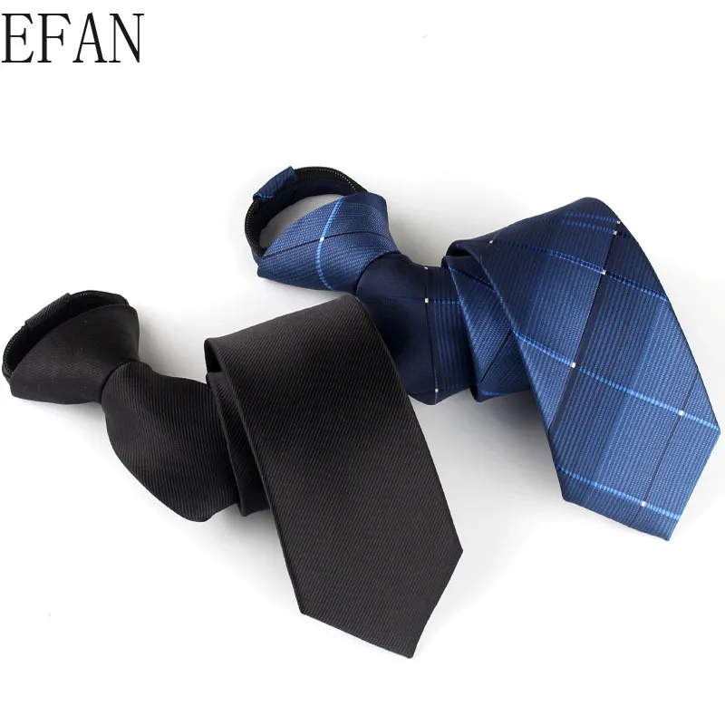 New Stripe Plaid Print 6CM Neck Tie for Gentleman Wedding Party Cravats Accessories Elastic New Fashion Male Zipper Tie