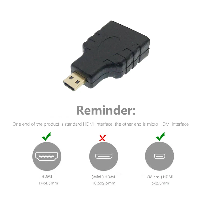 Cltgxdd 1PCS Micro HDMI Male to HDMI Female Converter Adapter Type D to A HDMI Connector For HD TV Camera Mobile Phone MP4