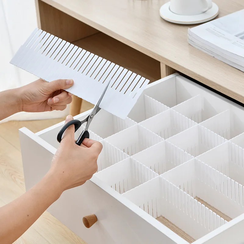 5Pcs DIY Adjustable Storage Partition Board Plastic Drawer Divider Combination Partition Board Space-saving Division Organizer