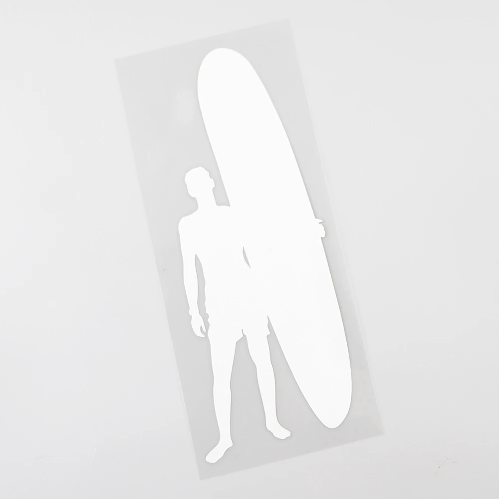 YJZT 8.4CMX19.4CM Sports Surfer With Board Decal Vinyl Car Sticker Black/Silver 8A-1099