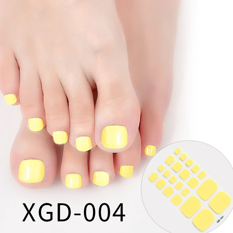 22tips/Sheet Color Toe Nail Stickers/Strips Toenail Wraps adesivo per unghie autoadesivo per la decorazione delle unghie dei piedi accetta Drop Ship