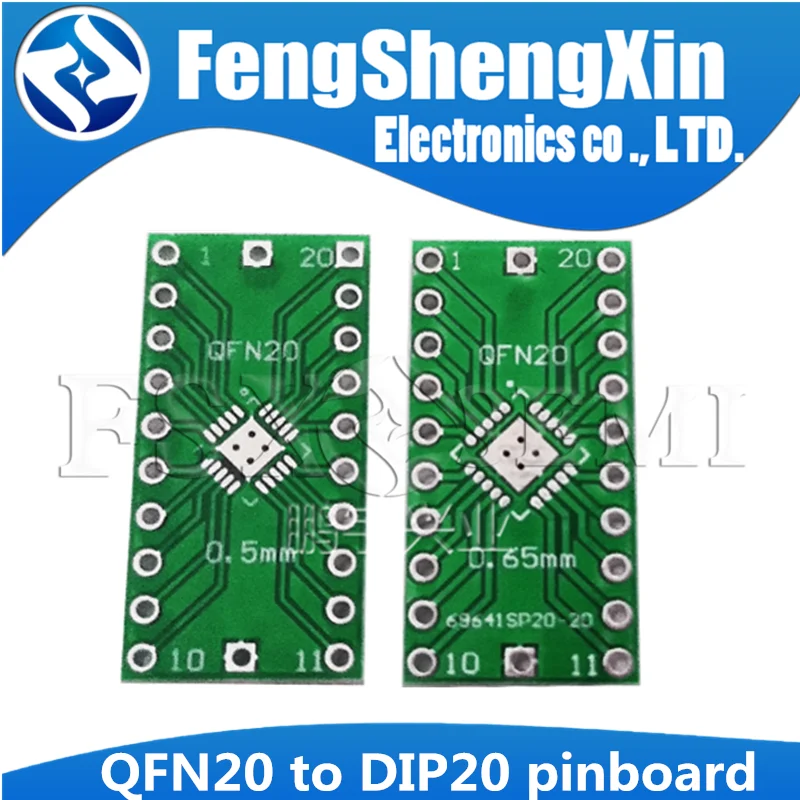 10pcs  pinboard QFN20 to DIP20 Adapter PIN Pitch 0.5 0.65mm PCB Transfer Board LFCSP20 TO DIP Converter Board Pitch Adapter