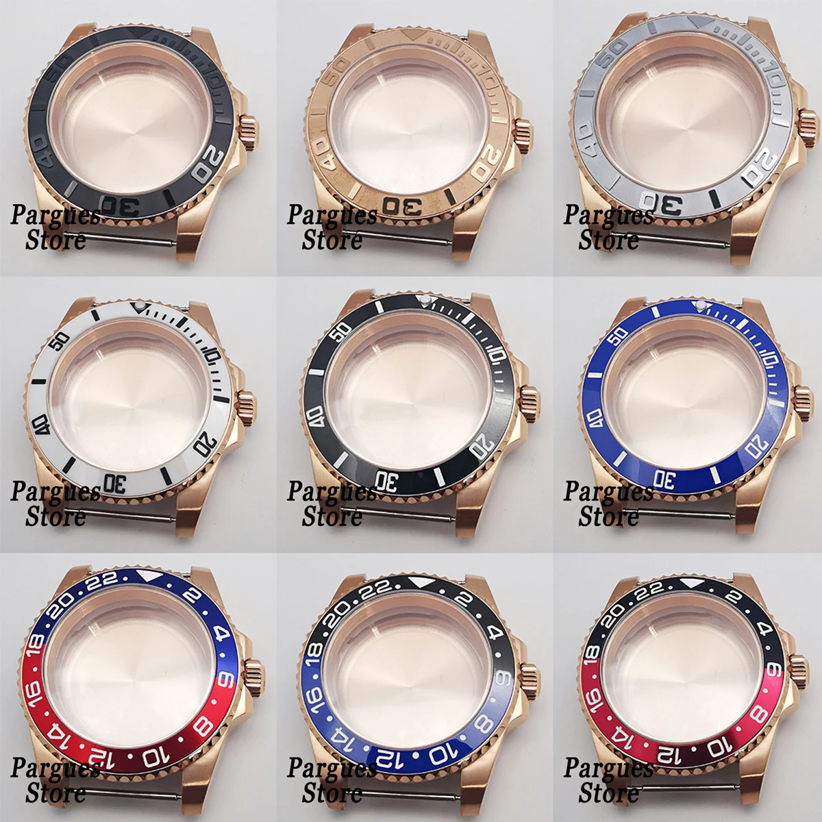 

40mm rose gold sapphire glass steel case fit NH35 NH36 Mingzhu DG2813/3804 Miyota8215 ETA2824 PT5000 movement