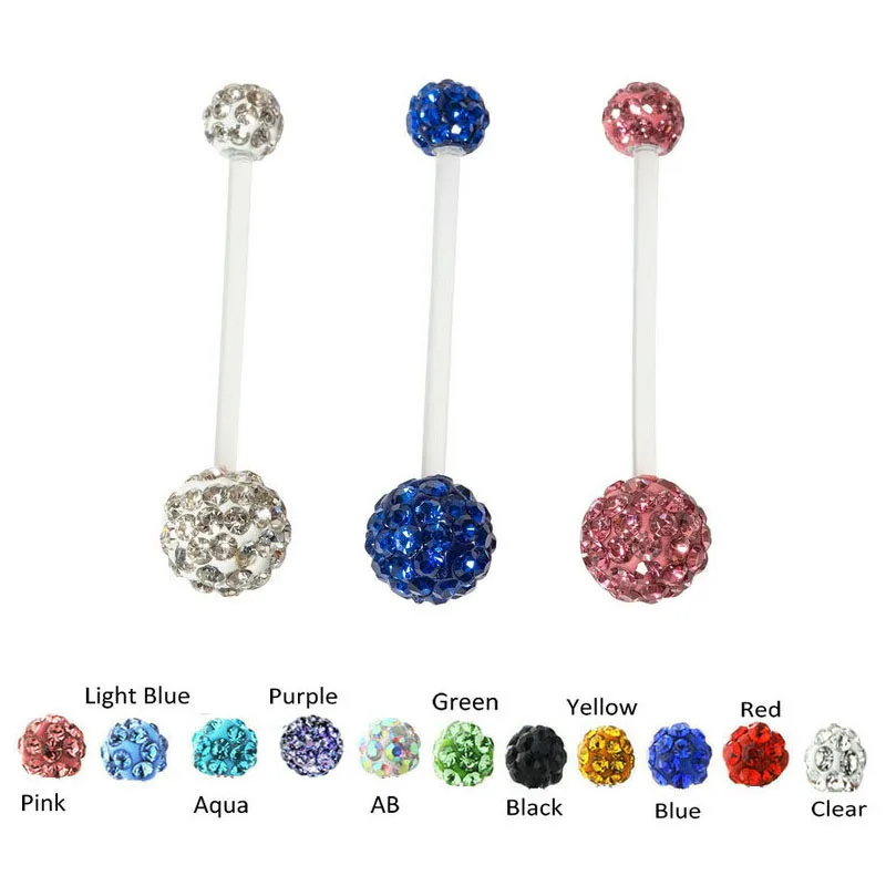 12pcs/lot Pregnancy Maternity Belly Ring Navel Bars Flexible Ferido Flexible Barbell 22mm Piercing  Jewelry