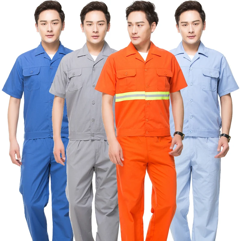 Summer thin breathable Woman men work uniform Reflective coverall auto repair workshop mechanic cleaner construction worker suit