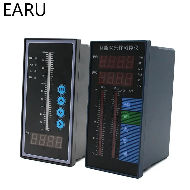 AC85~260V Water Liquid Level Pressure Temperature Contorller Dual Column Channel Display Universal Input 4-20MA Transmitter Pump