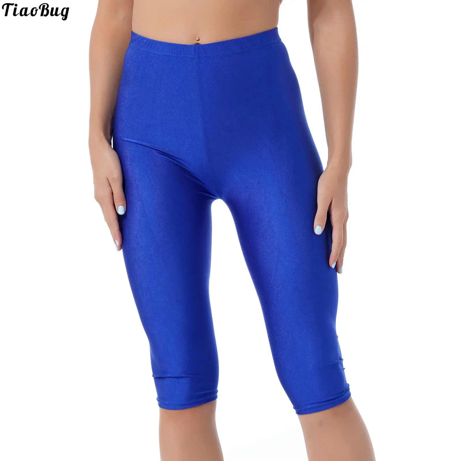 TiaoBug-Leggings elásticos para mujer, pantalones largos hasta la pantorrilla, Color puro, para Yoga, baile, Fitness, correr, cintura ajustada