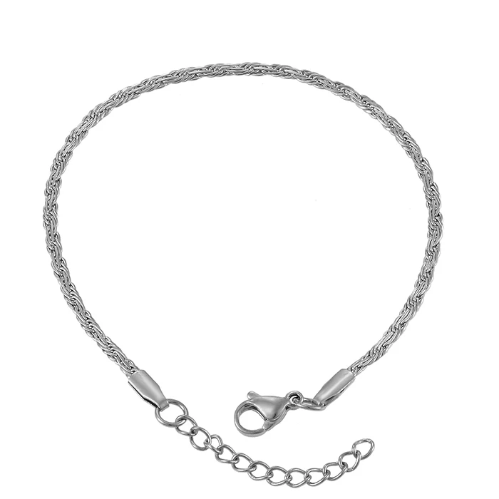 Edelstahl-Flachseilkettenarmband Hochwertiger Schmuck Bestseller Klassiker für Männer und Frauen – Detail 3