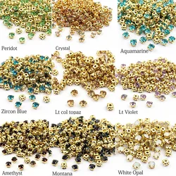 Hot sale Sew on Rhinestone 4mm/5mm/6mm/7mm Gold Claw Stones 28 Colors for dresses decoration