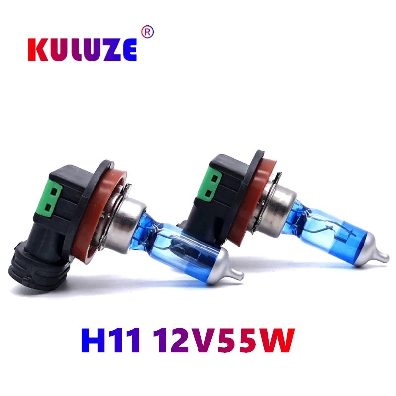 

H11 55W 5000K Halogen Car Light Halogen Lamp Bulb Car Styling HeadLight Fog Lights 12V H11 Halogen Lamps cool blue