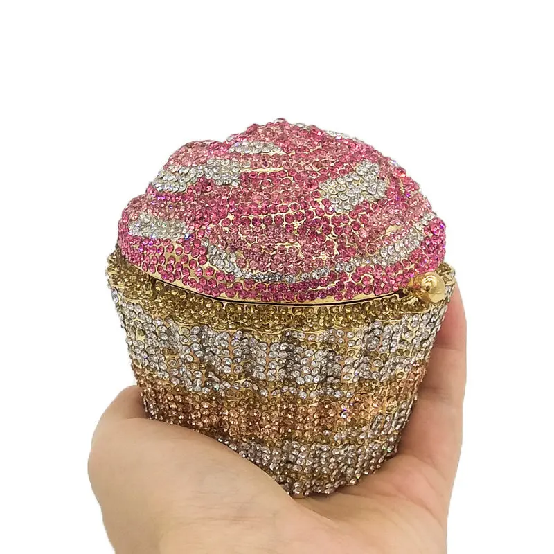 2023 cupcake crystal clutch purse wedding bag can custom made colors cupcake stunning purse clutches