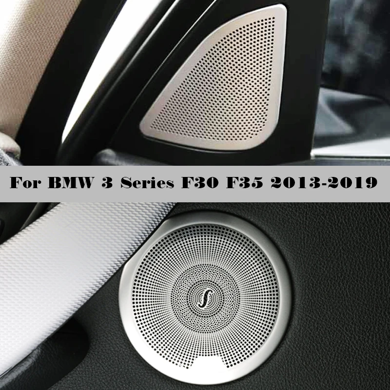 For BMW 3 Series F30 2013-2018 Stainless Car Door Panel Loudspeaker Pad Speaker Cover Trim Frame Sticker Moulding Accessories