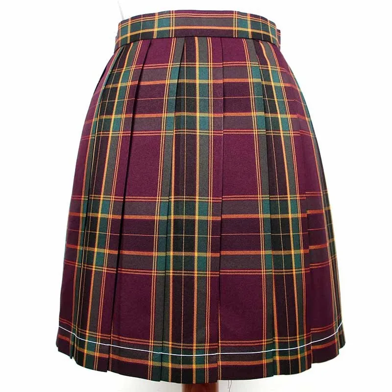 [Hawthorn] JK School Uniform Summer Red Plaid Skirts For Girls Short/Long High Waist Pleated Skirts Women Dress Students Clothes