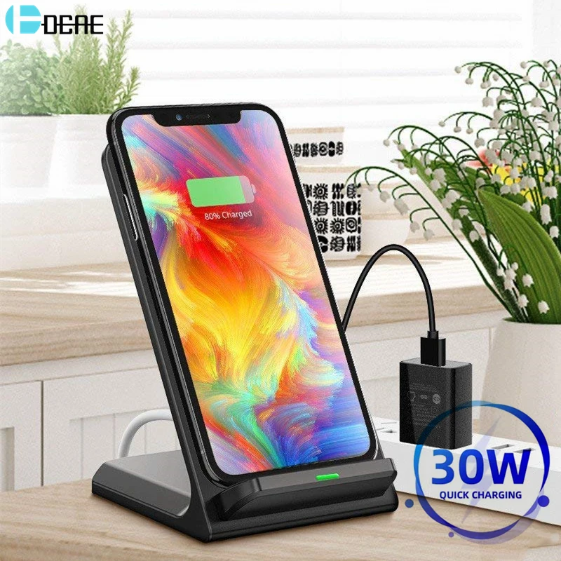 30W Wireless Charger Stand for iPhone 15 14 13 12 11 Pro XS Max XR Induction Fast Charging For Samsung S24 S23 S22 Xiaomi Huawei