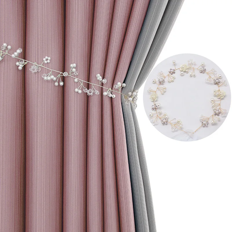 1Pc Pearl Curtain Tieback Bling Pearl Bandage Accessories Curtains Holder Buckle Tie Rope Home Decorative