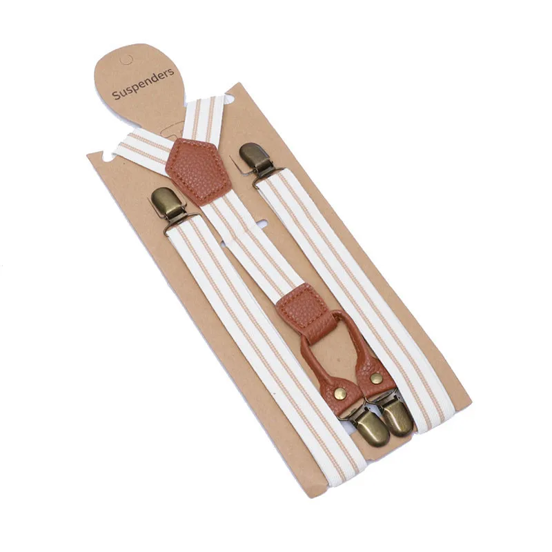 Fashion Men Striped Elastic Suspenders Belt Bronze Clip-on Women Suspenders 2.5CM Width Wedding Adjustable Braces