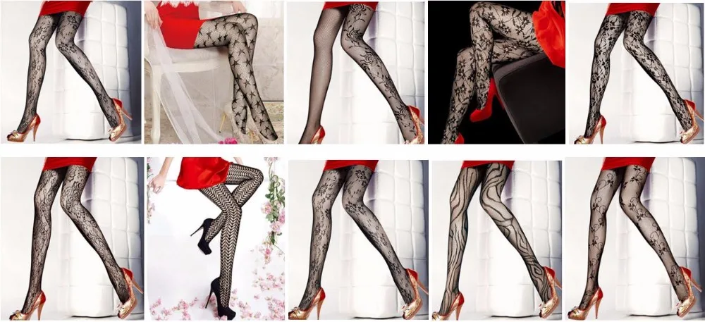 6PCS Anyongzu Summer super thin big code bottom net pants black pantyhose rose jacquard small Women's Jacquard pantyhose mix