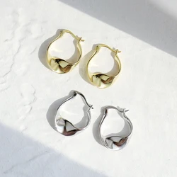 VENTFILLE 925 Sterling Silver Irregular Twist Hoop Earrings For Women Temperament French Retro Jewelry Party Gifts Dropship