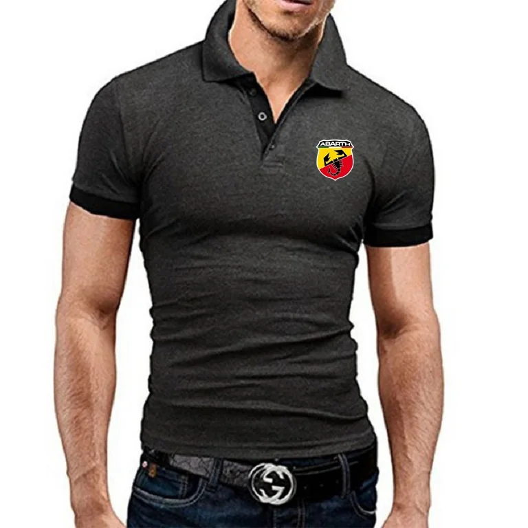 Summer Breathable Polo Shirts Casual Men\'s TShirts Short-Sleeved Top Tees Abarth Scorpion Logo Topshirts POP Homme Streetwear