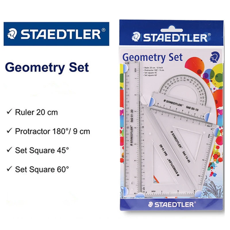 STAEDTLER 569 Student Geometry Drawing and Drawing Ruler Ruler Triangle Square Protractor Set