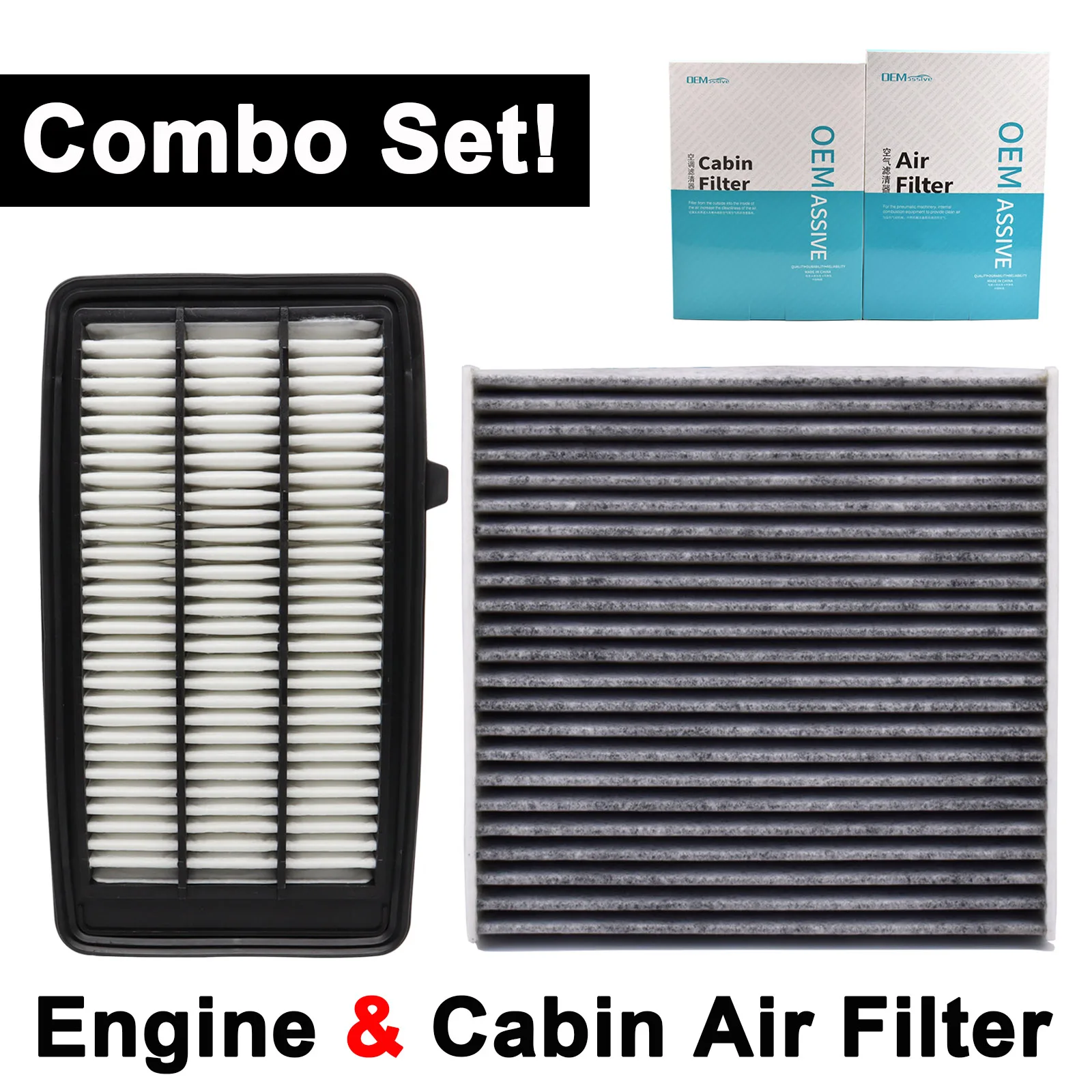 Combo Set Engine Cabin Pollen Air Filter 17220-5AA-A00 80292-TF0-G01 For Honda CR-V CRV Civic X 1.5L Turbo 2017 2018 2019 2020