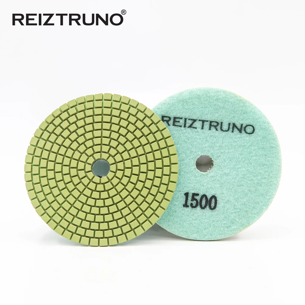 3 Buah Reiztruno 80Mm/100Mm/125Mm Bantalan Pemoles Berlian untuk Marmer Batu, Granit, Alat Pemoles Kuarsa, Hijau, Pemoles Basah