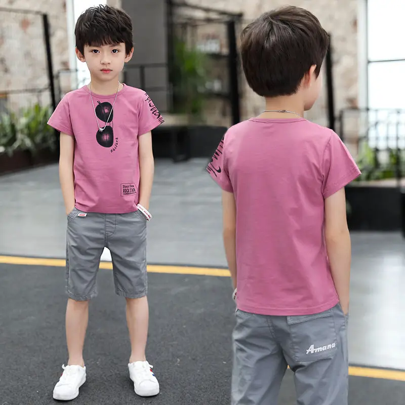 2025 summer Teenager Boys Clothes Casual Outfit Kids Tracksuit Child t shirt + shorts hot pant 4 5 6 7 8 9 10 12 11 13 14 Year