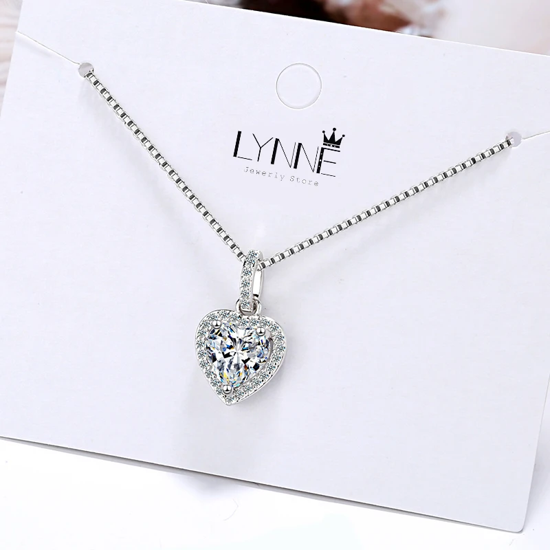 Free Delivery Fashion 925 Sterling Silver Heart Zircon Pendant Necklaces Women Jewelry Wedding Love CZ Charm Clavicle Chain Gift