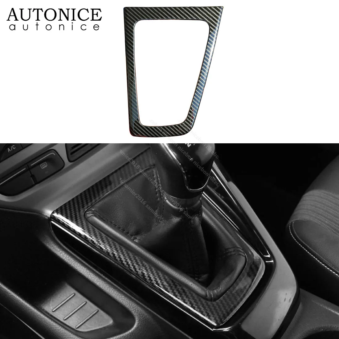 Carbon Fiber Color Steel Inner Gear Shift Panel Cover Trim Fit for Ford Focus MK3 2012 2013 2014 MT