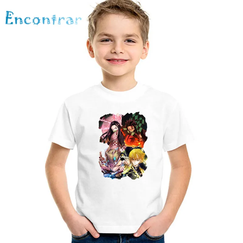 Chłopcy/dziewczęta Demon Slayer Kawaii nadruk kreskówkowy T shirt dla dzieci śmieszne ubrania dla dzieci letnia koszulka z krótkim rękawem dla dzieci, oHKP5392