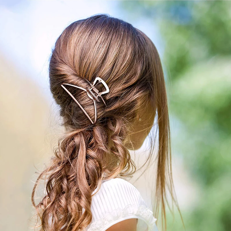 Artiglio per capelli cavo in metallo con nuova geometria per donne Ragazze Artiglio per capelli Forcina vintage Fascia per capelli a granchio Accessori per capelli alla moda