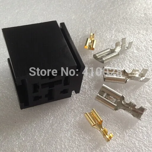 

10/50/100set - 80A Relay Holder general automotive relay socket 4PIN 5PIN 12V 24V 9.5mm +6.3mm relay socket