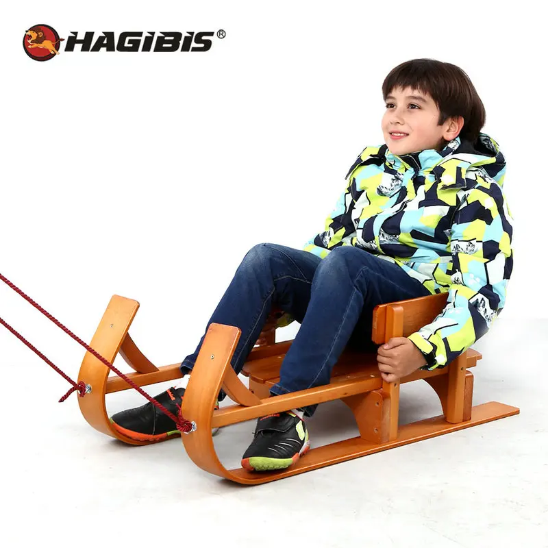 HAGIBIS Wood Child Sled, Kids Beech Sledge Skating Board, Winter Outdoor Sport Sled, Snow Sledge, Slittino Neve