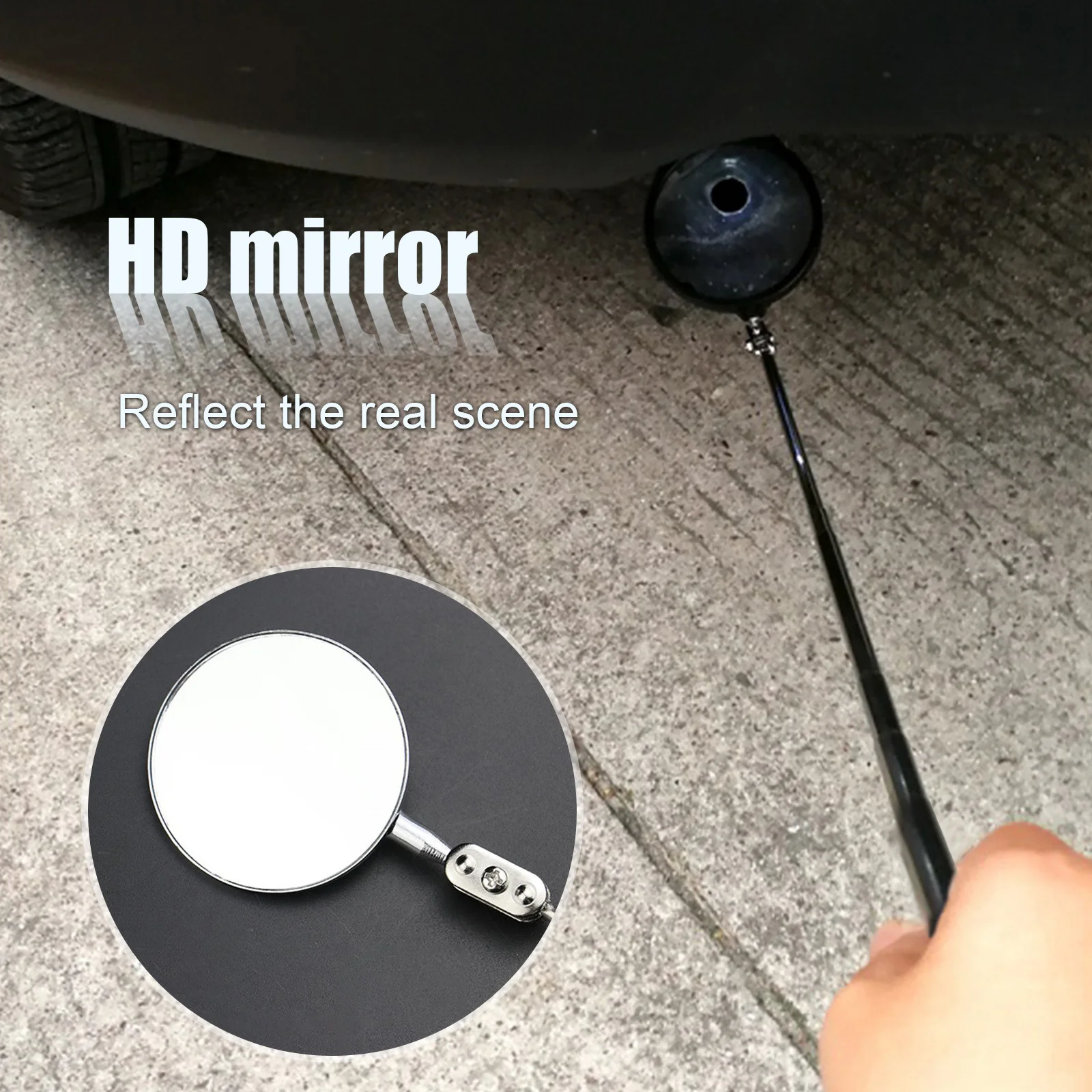 30mm Telescopic Inspection Mirror, 360 Rotating Car Telescopic Inspection lens Extending Detection Round Lens Hand Tool