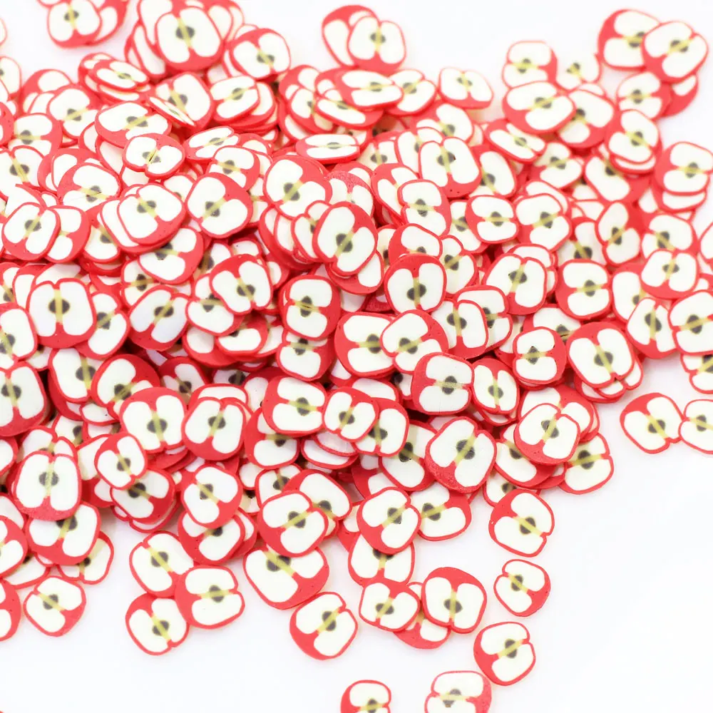 200/50g New Colorful 3D Apple Fruit Slices Polymer Clay Nail Art DIY Decorations Tools