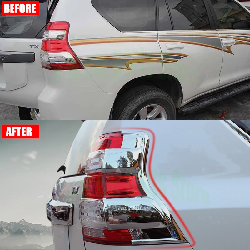 Tail lamp cover decoration Rear light frame trim strip  For Toyota Land Cruiser Prado FJ150 150 2014-2017 ABS Car Accessories