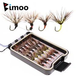 Bimoo 24PCS/Box Tenkara Flies in Waterproof Fly Box Size 12 Barbed Hook Tenkara Fishing Fly Bait Lure