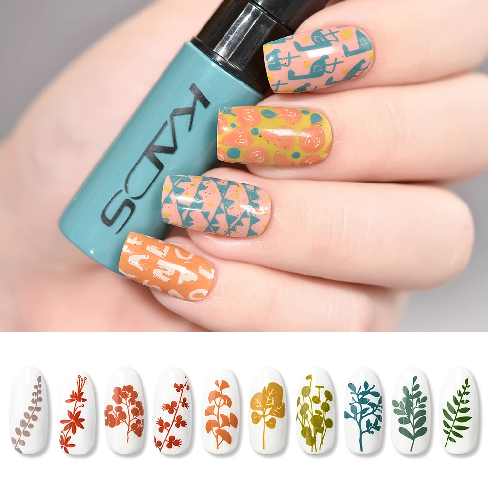 KADS 1pc Nail Art Stamping Polish White Black Colorful Stamp Plate Printing Varnish Pen Paints for Manicure Template Lacker